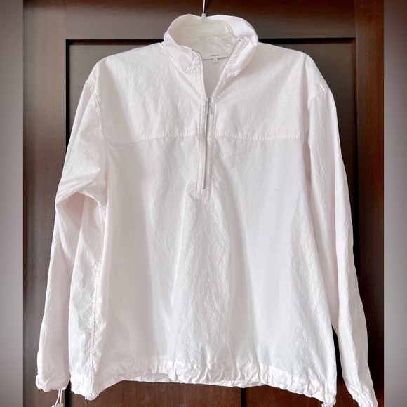Vince 100% cotton quarter zip long sleeve pull-over, soft pink - Picture 1 of 3